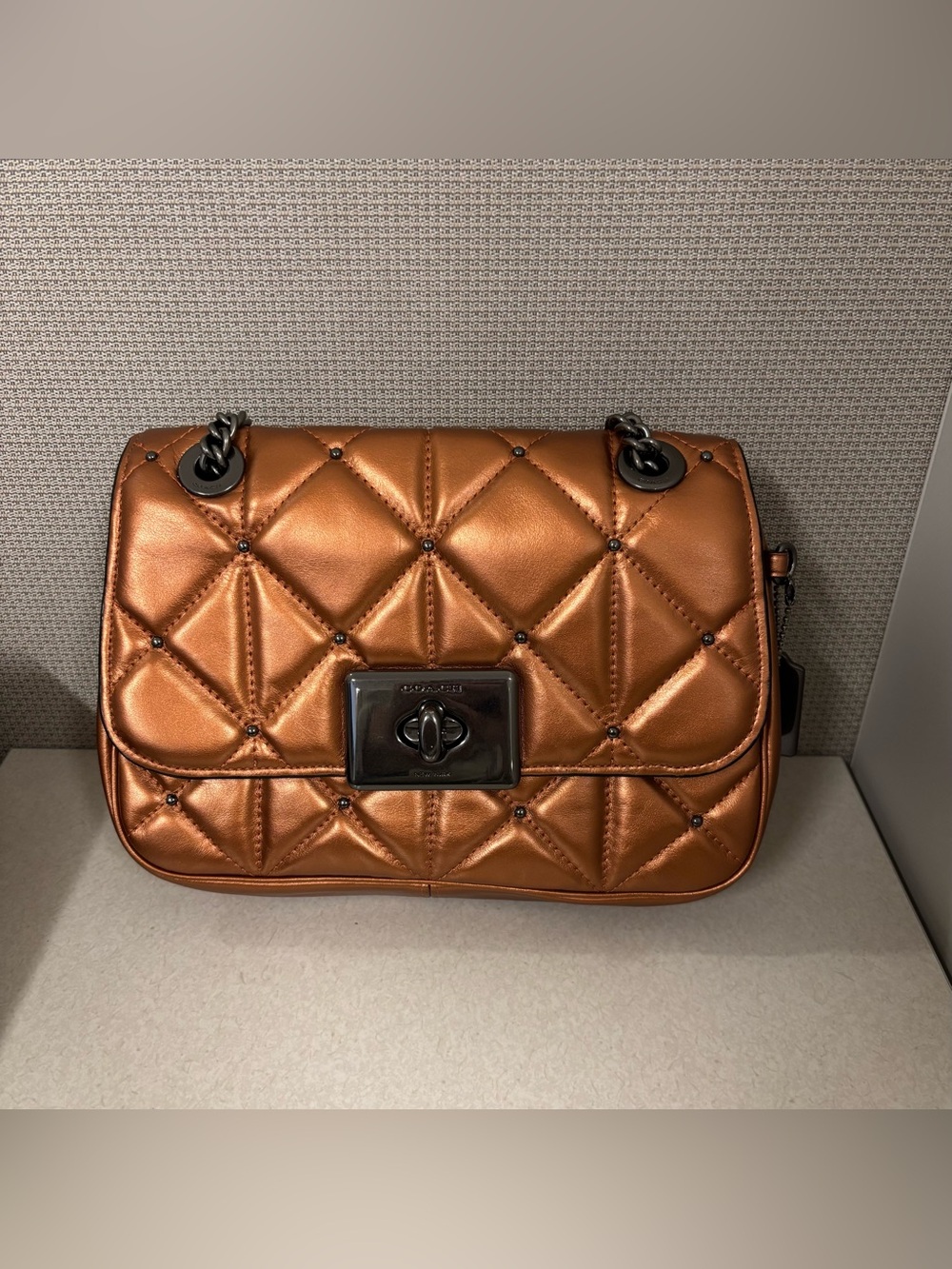 Coach Cassidy studded diamond quilted leather crossbody bag